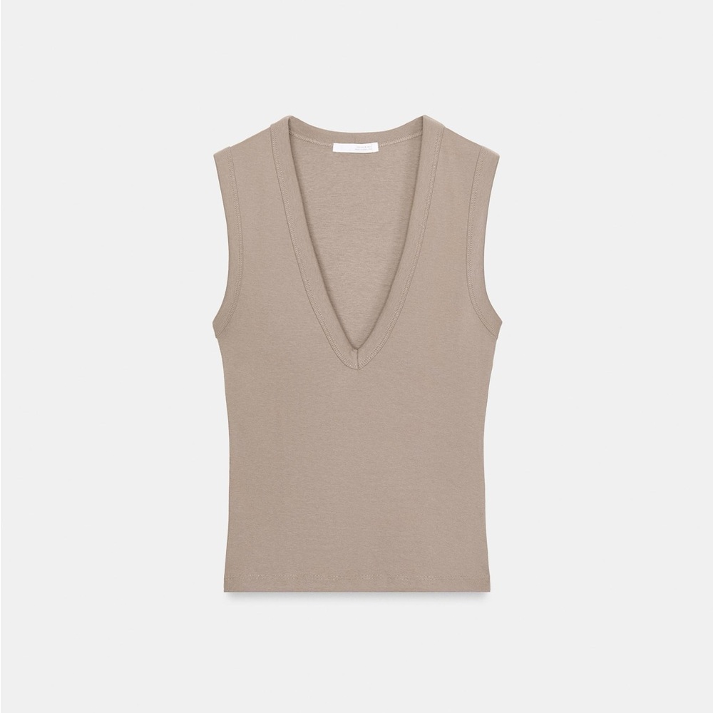 Zara Taupe V-Neck Tank Top